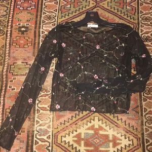 Sheer mesh long sleeve crop top